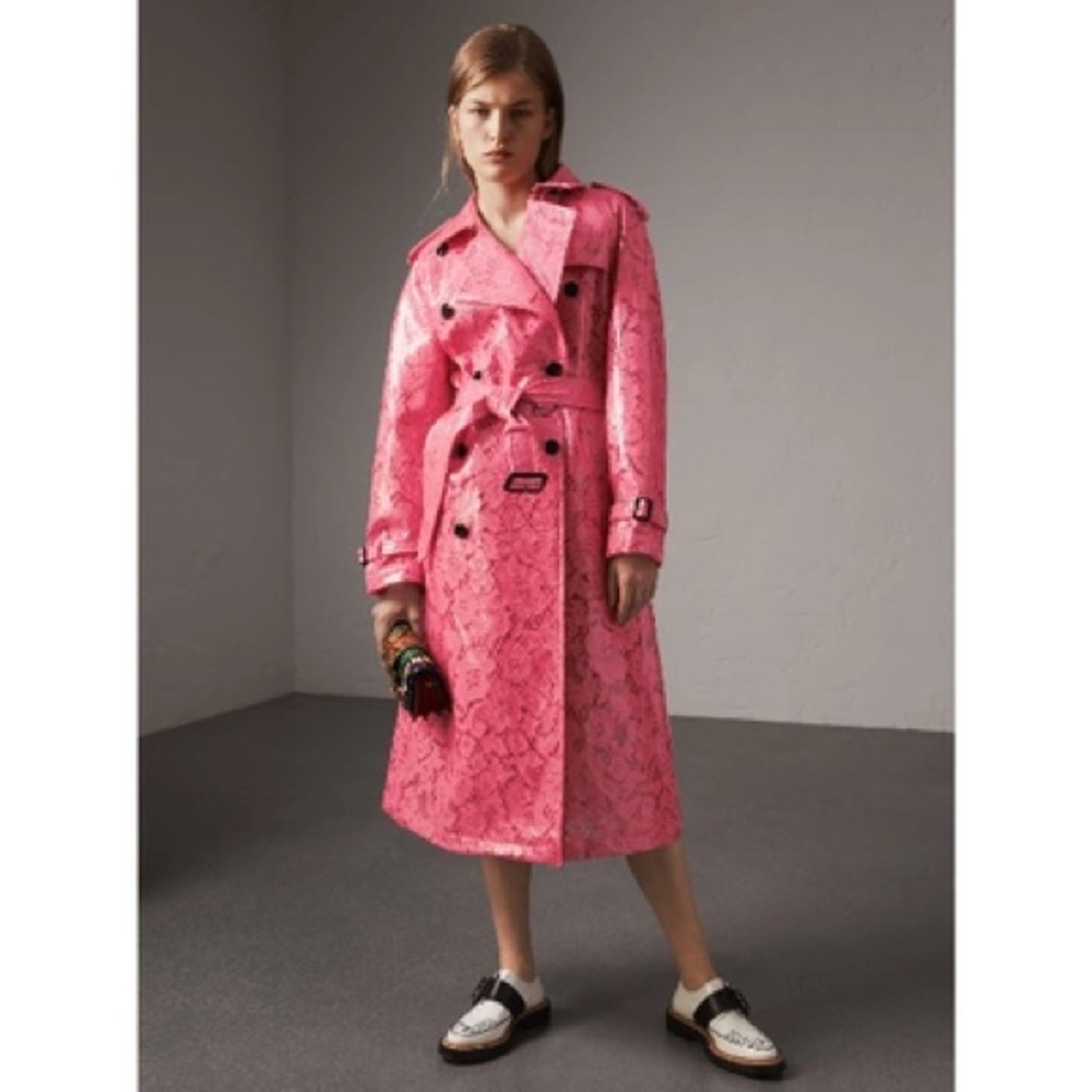 Burberry Pink Eastheath Embellished Trench Coat